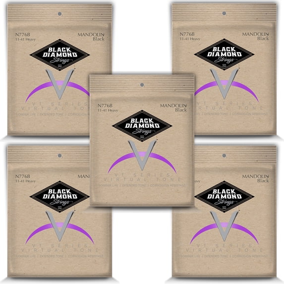 Black Diamond Mandolin Strings 5-Pack Phos Bronze Loop End .0115-.041 Black Coated