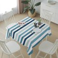 thumbnail image 6 of Teal Blue Stripe Table Cloth Waterproof Tablecloths, Ombre Geometric Aqua Vertical Striped Tablecloth Dining Table Cover for Kitchen Party Tabletop Outdoor, Square Tablecloth 60x60 Inch, 6 of 9