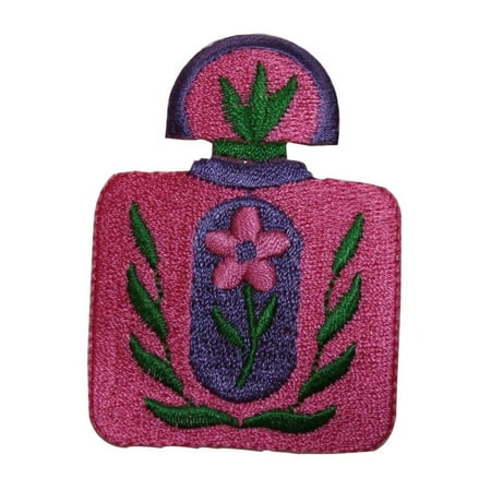 Flower Perfume Bottle - ID 7643 Pink Perfume Flower Bottle Patch Fashion Embroidered Iron On Applique