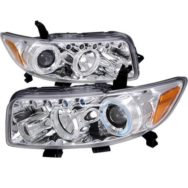 Spec-D Tuning 2LHP-XB08-TM R8 Style Halo LED Projector Headlights for 08 to 10 Scion XB- Chrome - 10 x 20 x 25 in.