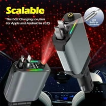 Upgraded 120W Retractable USB C Car Charger,New Starry Sky 4 in 1 Starlight Projection in Car Fast Charging Car Charger Adapter