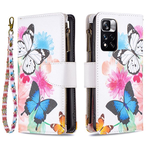 T Gift Of Binfen Color Bf03 Pattern Printing Pu Leather Zipper Wallet Case Folio Flip Adjustable Stand Cover With Strap compatible Xiaomi Redmi Note 11 Pro 5g (china)