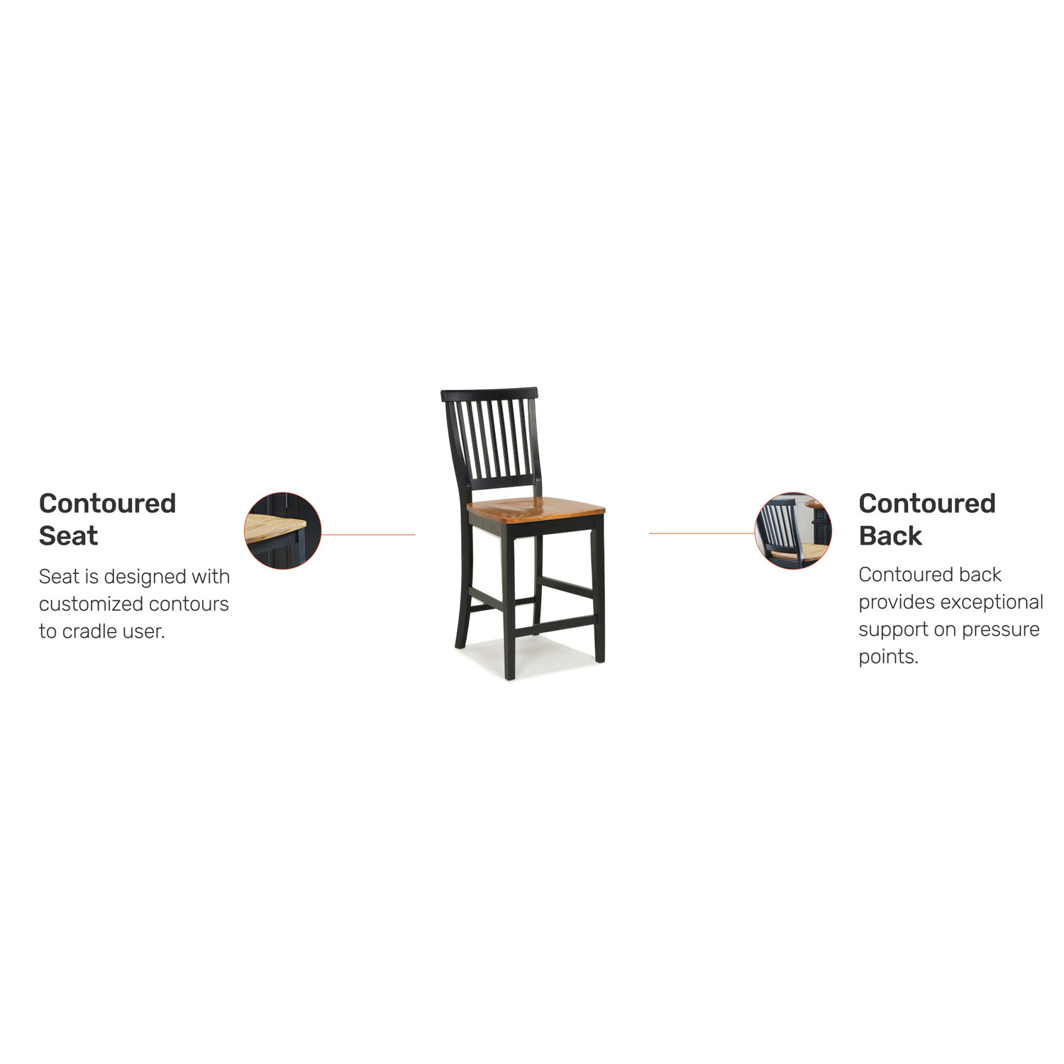 Home Styles Black Counter Stool with Oak Finished Seat - image 4 of 4