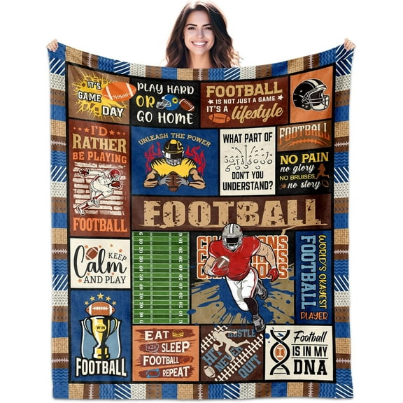 Football Blanket 50'' x 60'', Football Gifts for Boys 8-12, Football Accessories, Football Coach Gifts, Football Gift for Men, Gifts for Football Players/Lovers, Football Team Gifts