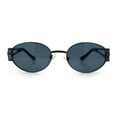 thumbnail image 3 of Jaguar Head Button Jewel Hinge Metal Rim Oval Fashion Hustler Sunglasses Gunmetal - Black, 3 of 8