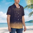 thumbnail image 5 of Bixox Men's Hawaiian Shirts Men's Gold Black Glitter Print Short-Sleeve Shirt-X-Large, 5 of 8