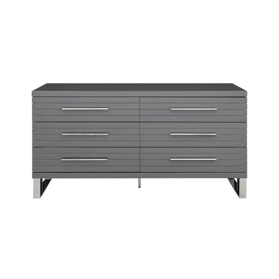Modrest Splendor - Grey High Gloss Slatted Dresser