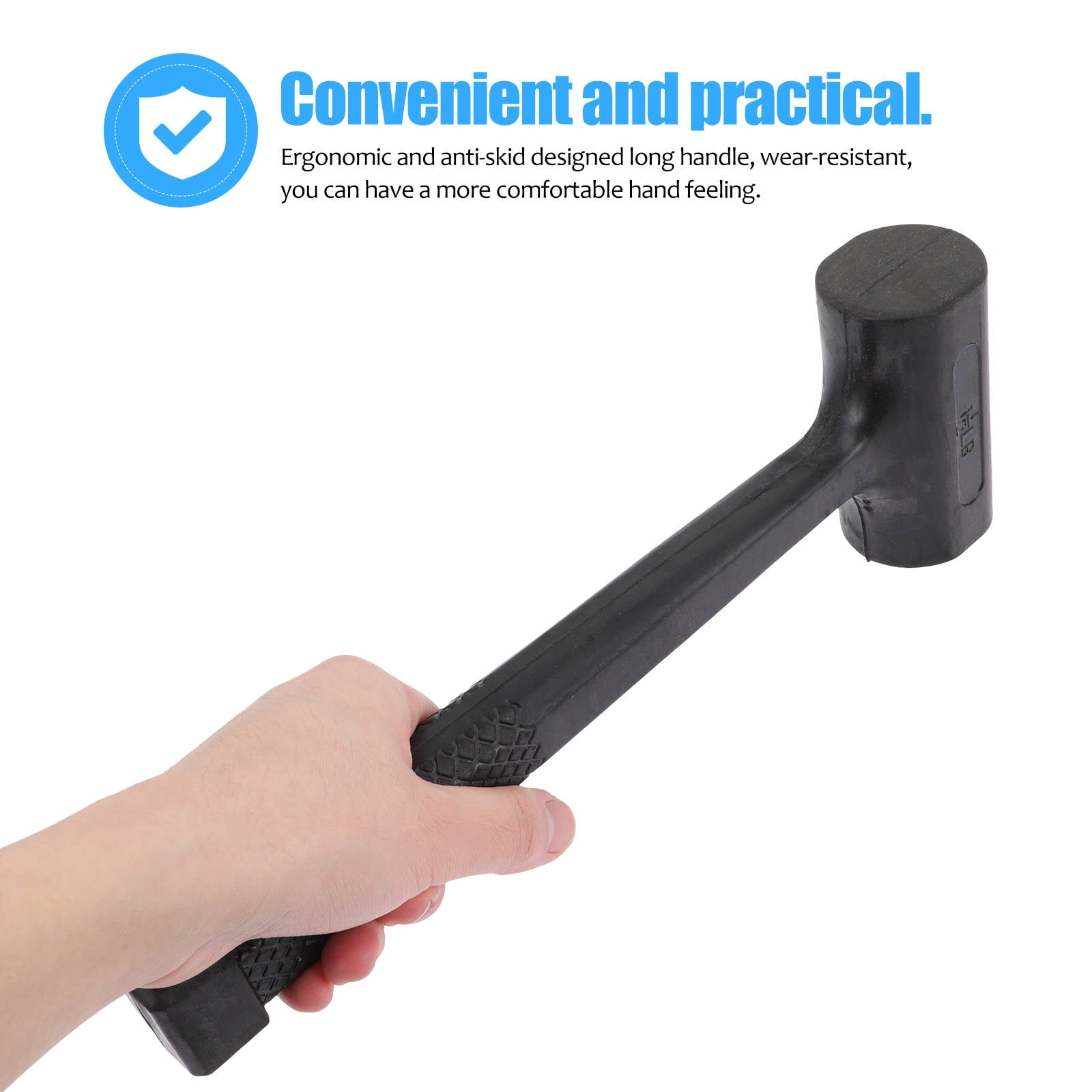 WHAMVOX Rubber Hammer with Antislip Design for Home Use Black Rubber and Steel Material 2 Pcs