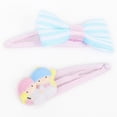 thumbnail image 2 of Little Twin Stars Hair Clip Stripe Sanrio Japanese Bow Hair Barrette (set of 2), 2 of 4