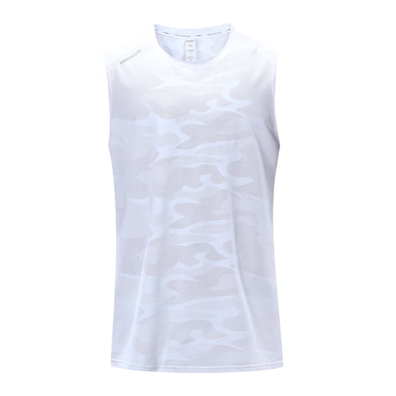 Telankuip 2026 Summer Lightweight Breathable Workout Tank Tops for Men Fashion Camouflage Print Crewneck Sleeveless Tee Vest for Exercise and Fitness Daily Wear 0-White XL