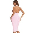thumbnail image 3 of BEAUKEY Women V Neck Halter Bandage Dress Sheath Open Back Knee Length Female Bodycon, 3 of 3