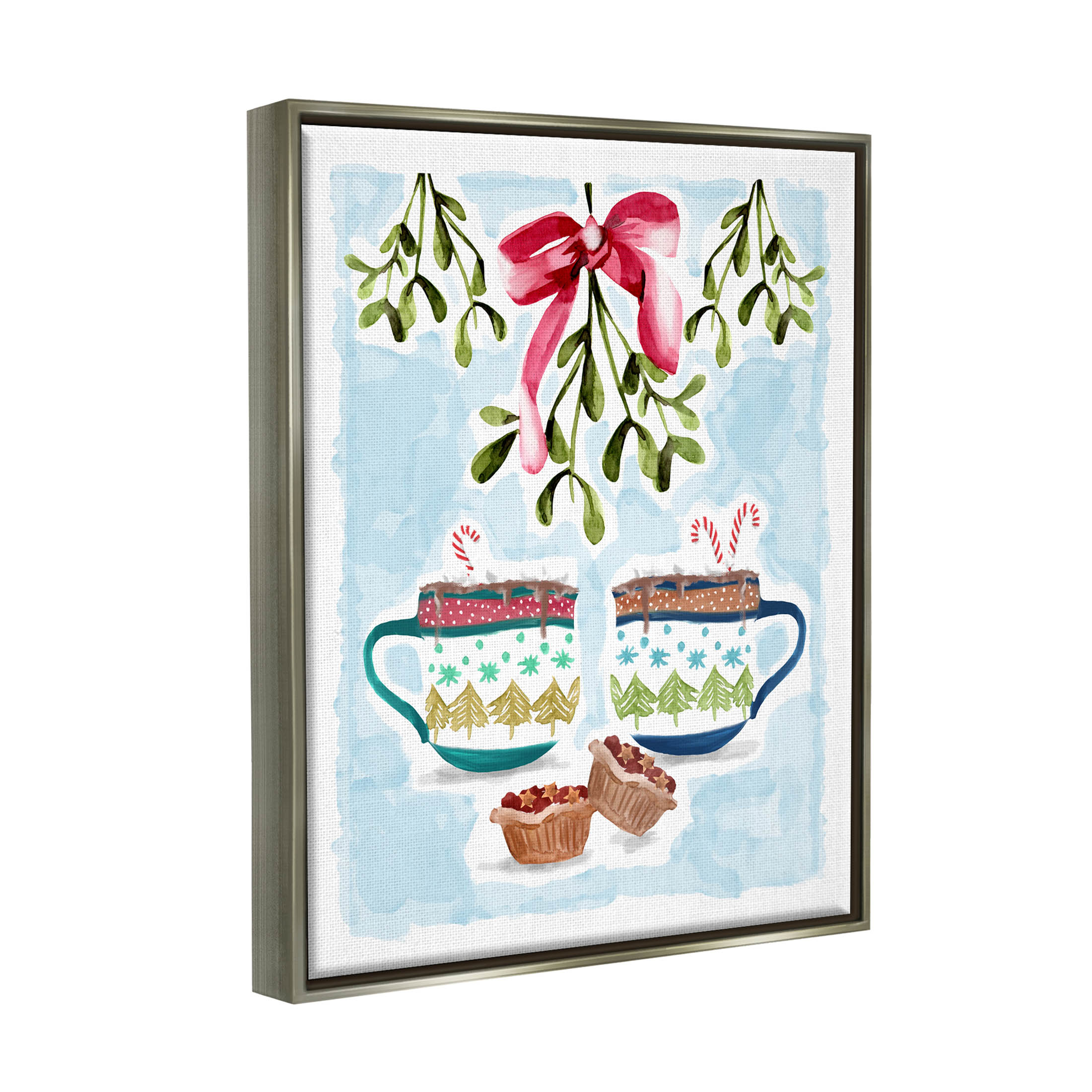 Cozy Winter Cocoa Dessert Holiday Graphic Art Luster Gray Framed Art Print Wall Art