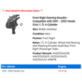 thumbnail image 2 of Front Right Steering Knuckle - Compatible with 2001 - 2002 Honda Civic 1.7L 4-Cylinder - Replacement, 2 of 3