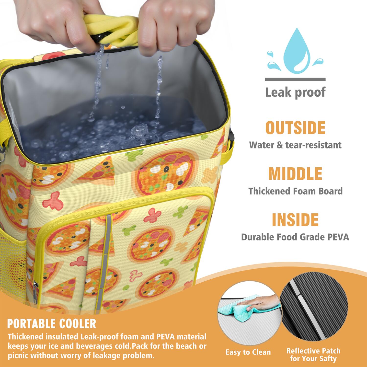 Pizza Cooler Backpack Insulated Waterproof Leak Proof Insulated Cooler Backpack Lightweight Lunch Picnic Camping Backpack Cooler for Office Workers Outdoor Enthusiasts