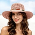 thumbnail image 2 of Women Beach Hat Pink Wide Brim Sun Straw Hats for Women Sun Hat Mens UPF 50+ Protection Floppy Foldable Summer Hats, 2 of 5