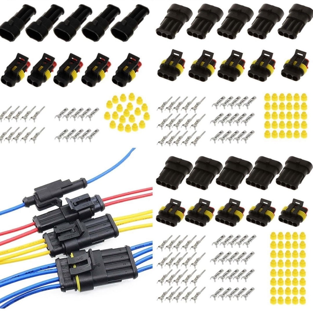 15 Kits 2/3/4 Pins Way Car Auto Sealed Waterproof Electrical Wire Connector Plug 