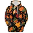 thumbnail image 2 of Autumn Maple Leaves Hoodie, Fall Season Leaf Pattern Hoodie, Cozy Thanksgiving Hoodie, Black and Orange Foliage Print Hoodie for Autumn, 2 of 6
