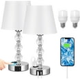 thumbnail image 6 of 14.6''  Bedside Lamps Set of 2 with USB +C Charging Ports and AC Outlet, 3 Way Dimmable Touch Control Silver Nightstand, 6 of 6