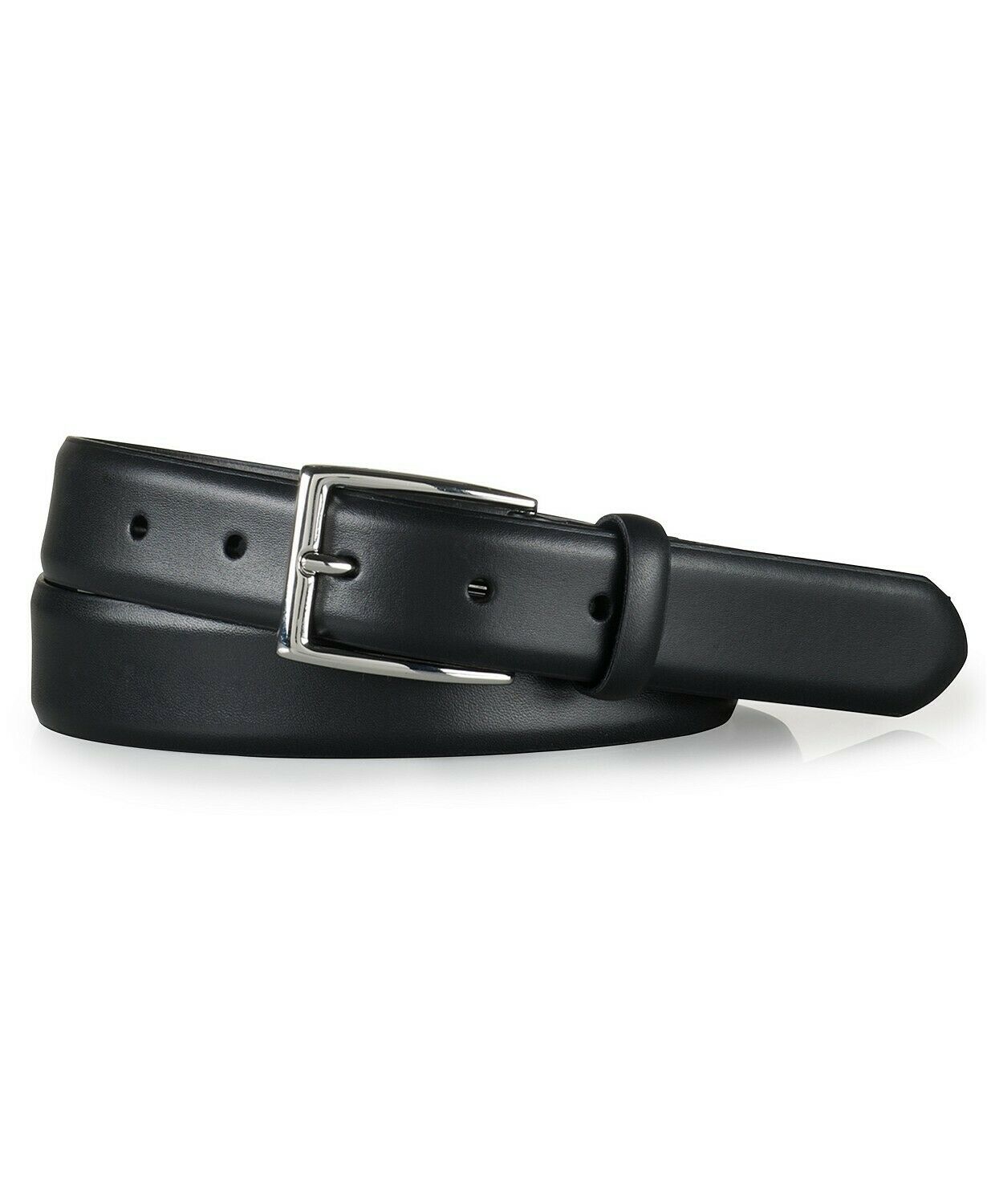 Polo Ralph Lauren 1 1/8" Douglas Italian Calfskin Leather Belt - Black / Silver - image 1 of 1
