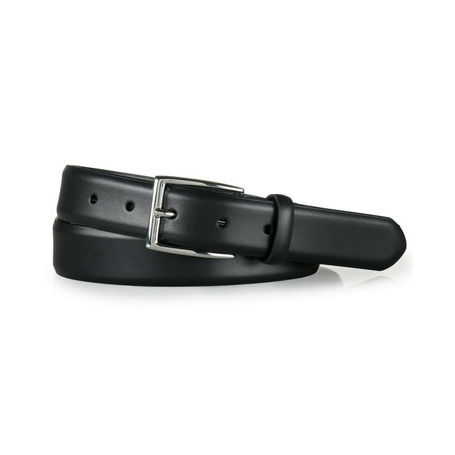 Polo Ralph Lauren 1 1/8" Douglas Italian Calfskin Leather Belt - Black / Silver