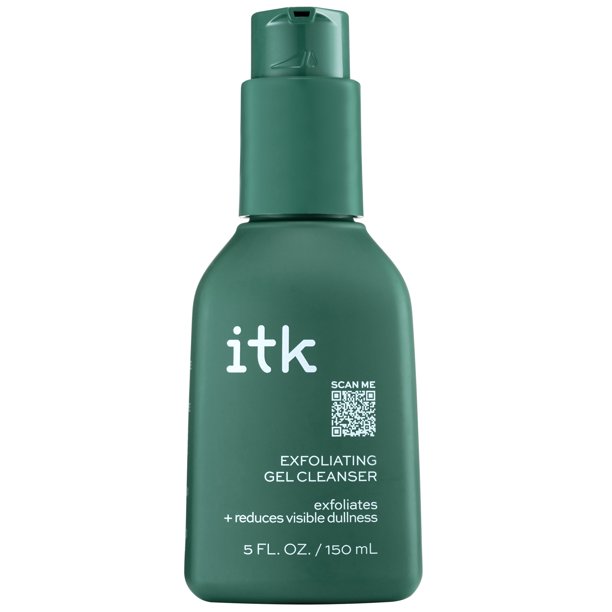 ITK Exfoliating Gel Cleanser with Glycolic Acid AHA Cleanser for Dull Skin + Most Skin Types