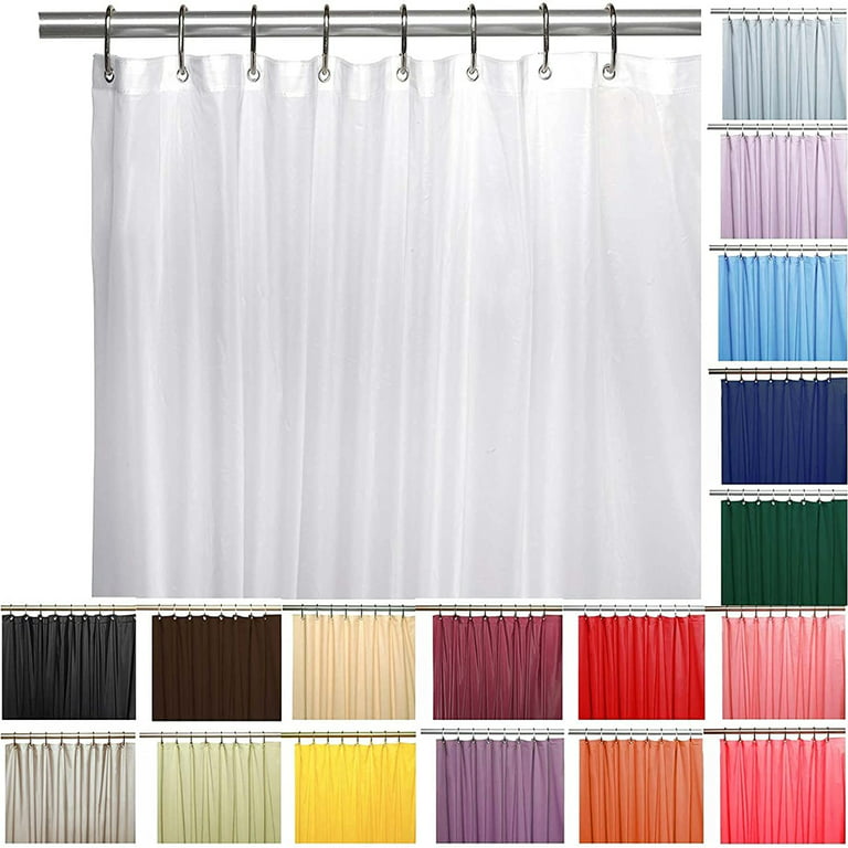 Extra Long Fabric Shower Curtain Liners, Water Resistant Bathroom Curtains,  Rust Resistant Grommets Top Weighted Bottom Machine Washable