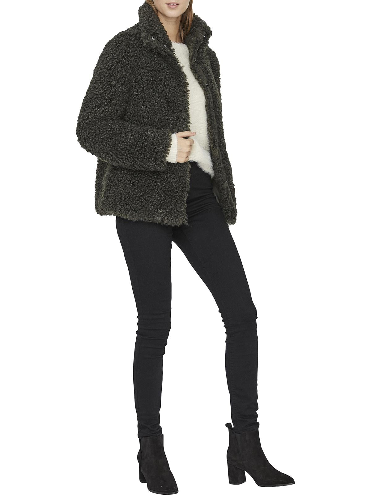 Vero Moda Womens Barry Teddy Fur Jacket Gray L - Walmart.com