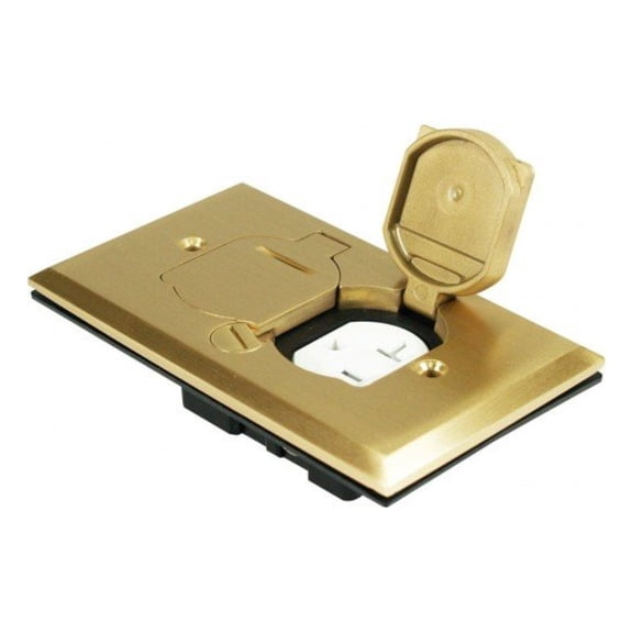 Floor Box Cover - Brass Receptacle Plate - Durable Replacement - Commercial Grade - Orbit FLB-D-C-BR