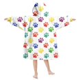 thumbnail image 2 of Dog Paw Print Multicolor White Pattern Lamb Fleece Blanket Hoodies for Teens ,Teens Oversize Sherpa Wearable Hooded Blanket Sweatshirt with Super Pockets, 2 of 6
