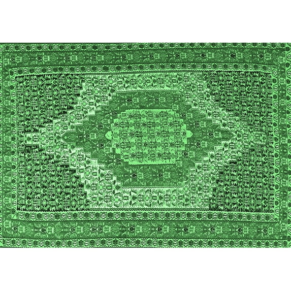 Ahgly Company Indoor Rectangle Persian Emerald Green Traditional Area Rugs, 8' x 12'