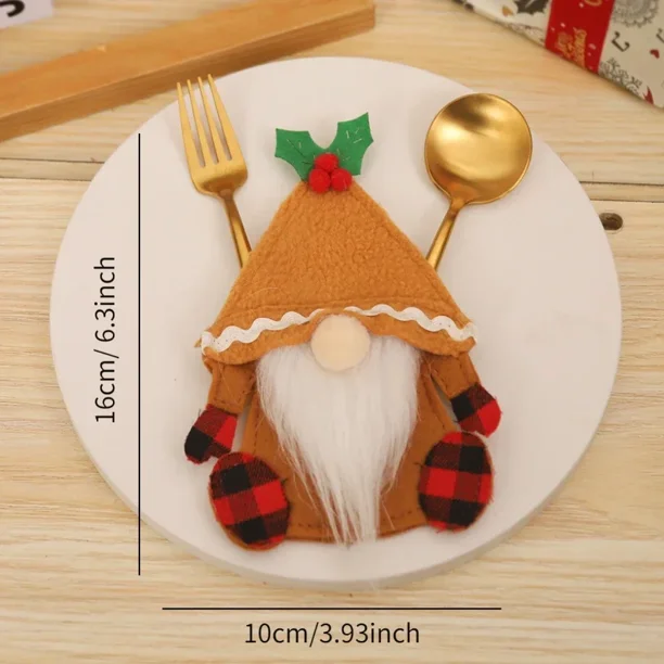 New Christmas Tableware Holder Gnome Silverware Holder Cutlery Knife Fork Spoon Pouch Bag for Xmas Party Dinnerware Table Decor
