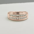 thumbnail image 3 of Halo Jewelers 1.00 Carat (ctw) 10k Rose Gold Round Cut Natural Diamond Mens Double Row Wedding Band Ring Jewelry For Mens | H-I Color, I2 Clarity, 1 CT Ring Size-13.5, 3 of 6