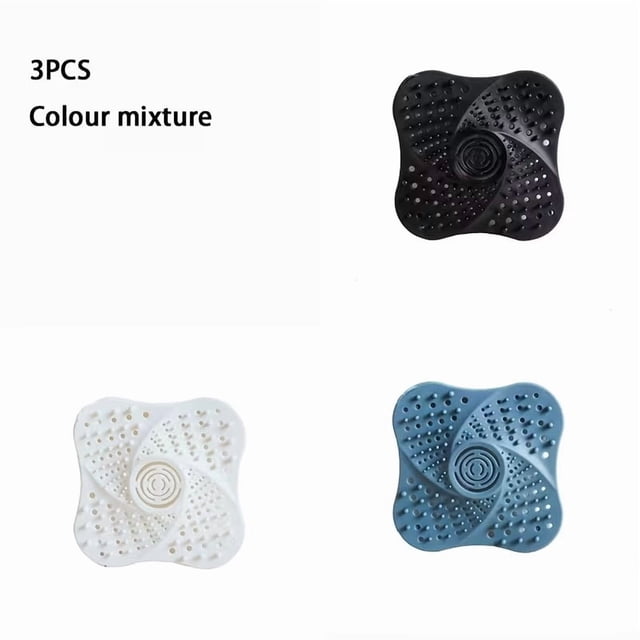 Juego de 3 piezas de cubierta de drenaje de piso de silicona, tapete antiolor, filtro de lavabo de baño de cocina, red antiobstrucción for el cabello, diseño de ventosa portátil