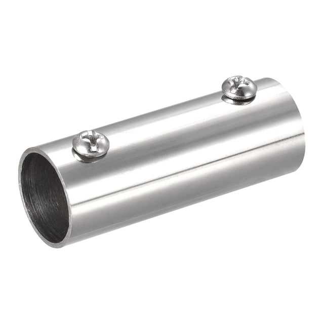 Riel Tubería Montaje 2-Vías 60mm Longitud 304 Inoxidable Acero Recto Conector Pulido para 20mm/0.78" OD Pasamanos Barandilla 2uds