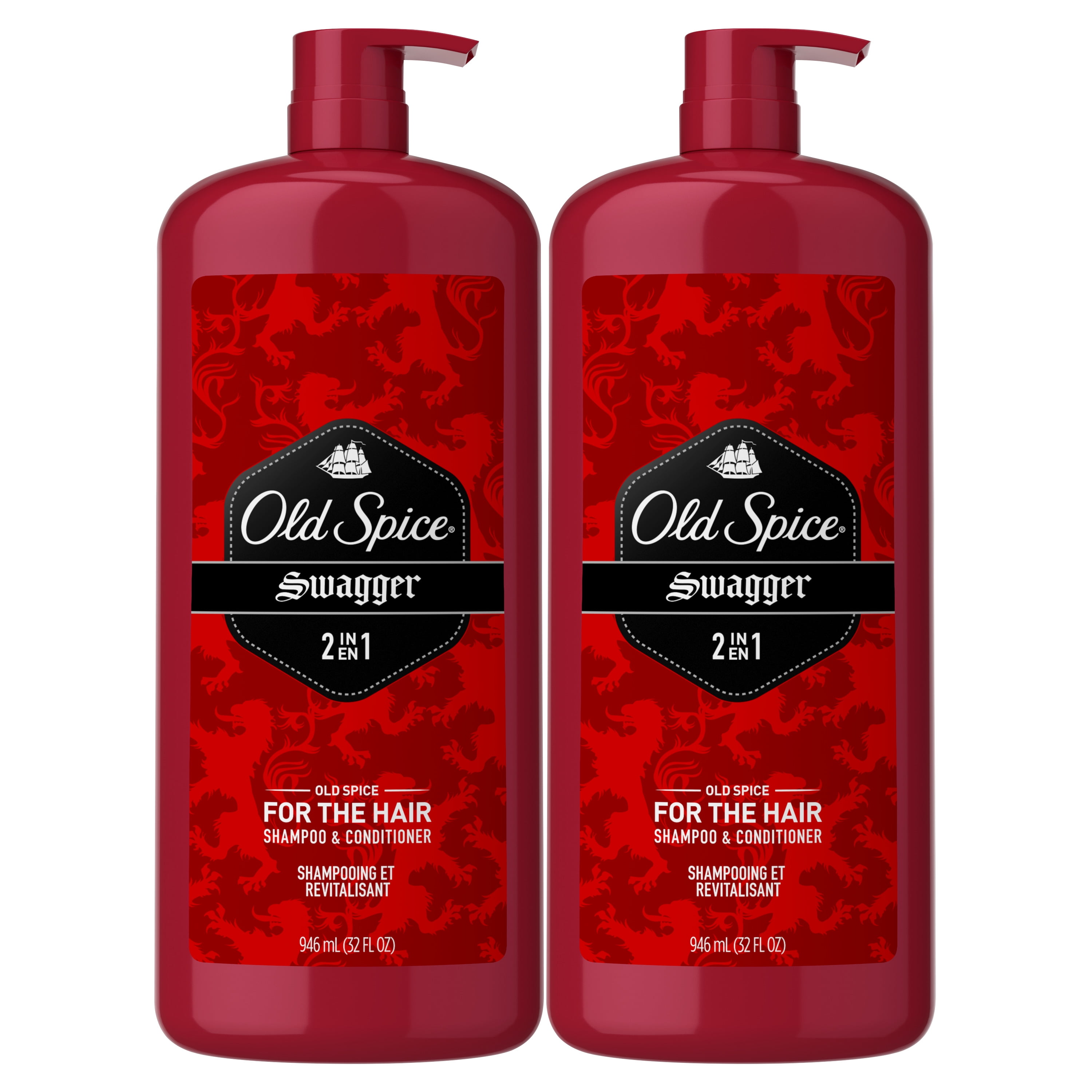 Old Spice Mens 2 in 1 Shampoo Conditioner, Swagger, 32 fl oz, 2 pack