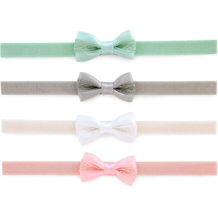 Child of Mine by Carter's Newborn Baby Girl 4-Pack Satin Bow Headwrap ...