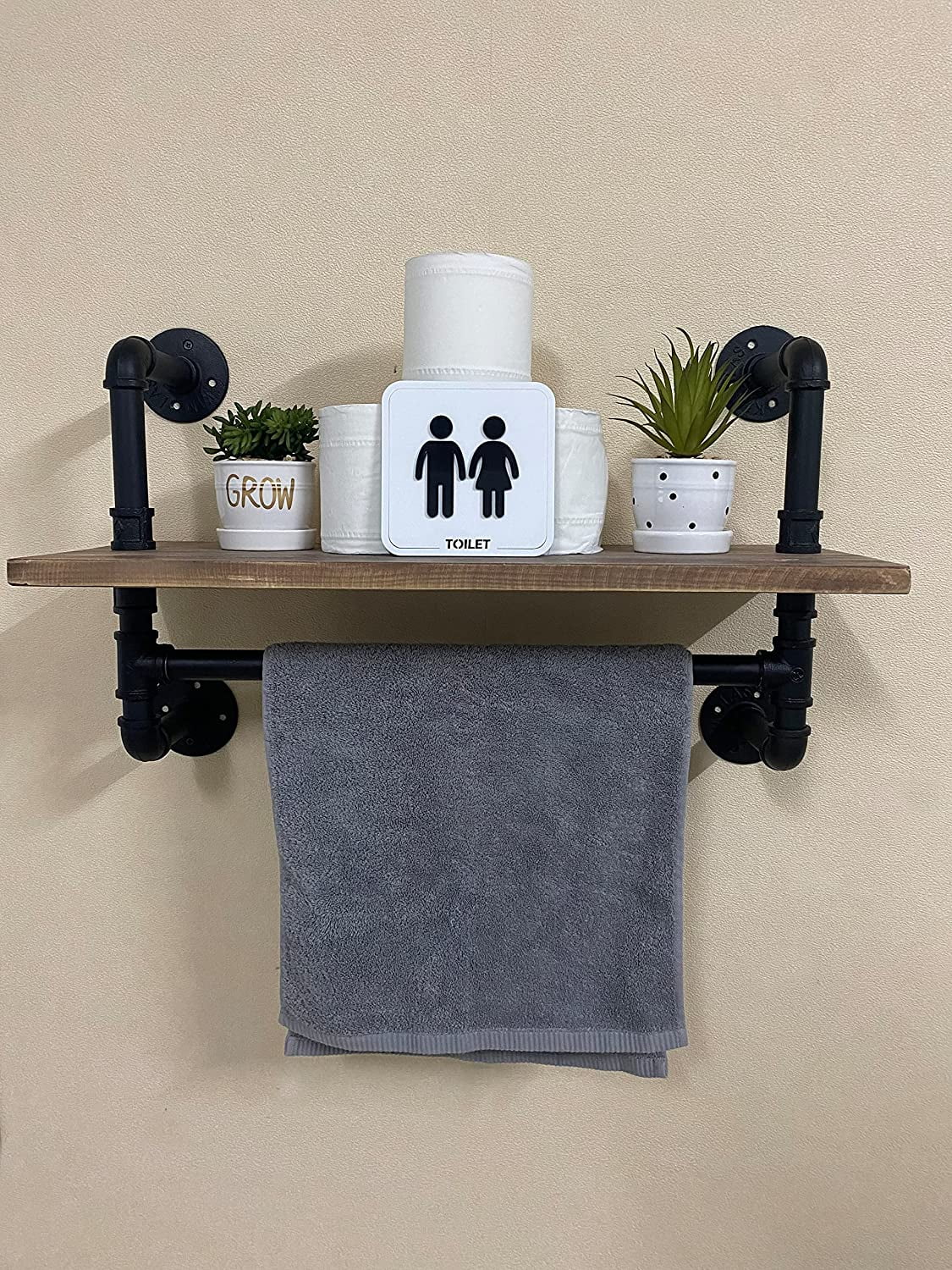 Furniture Industrial Pipe Shelving Bathroom Shelf Rustic Wall Shelves