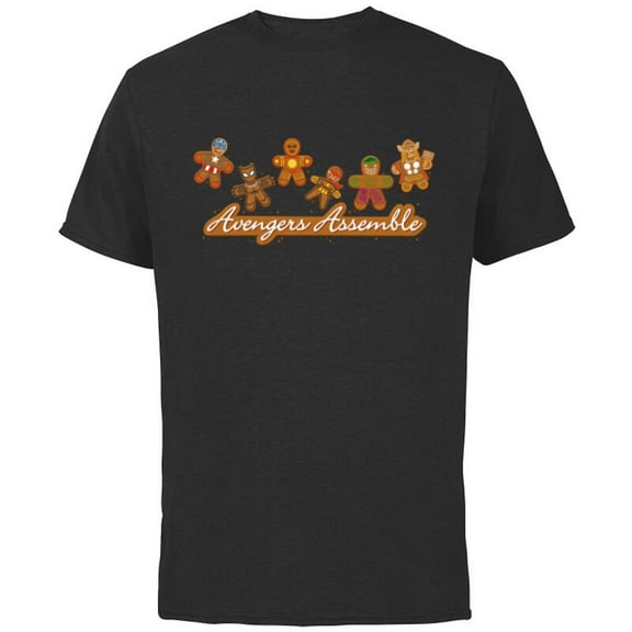 Marvel Avengers Assemble Gingerbread Cookies Holiday - Short Sleeve Cotton T-Shirt for Adults - Customized-Black