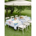 thumbnail image 4 of Outdoor Tablecloth with Umbrella Hole for Patio/Picnic/Party/Camping, Cute Snowman Waterproof Table Cloth Rectangle Table Cover Washable, Blue Weather Snowy Rainy Sun Rainbow (52"x 70"), 4 of 8