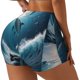 thumbnail image 1 of Fotbe Ice Blue Ocean Cute Dolphin A Shorts Sin Costuras – Shorts Deportivos de Cintura Alta para Mujer, Elásticos para Gimnasio, Yoga, Running o Ciclismo-Small, 1 of 8
