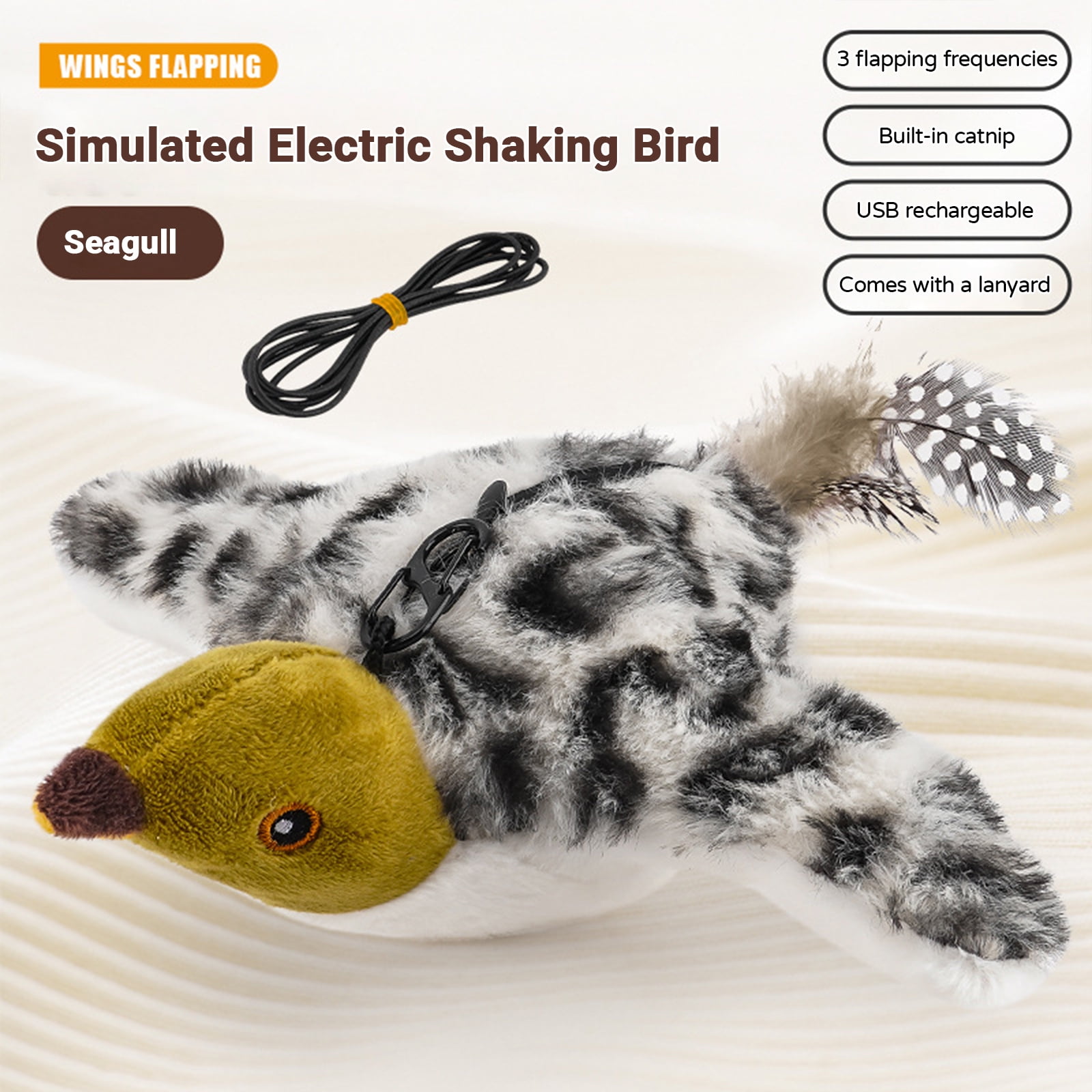 Flappy Flying Bird Cat Toy with Flapping & Chirping Sounds (NO Flying) – 2026 New Interactive Chirping Bird Cat Toy, Indoor Exercise Toy for Bored Cats