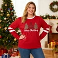 thumbnail image 6 of DEXIO Women Plus Size Merry Christmas Shirt Plaid Leopard Tree Shirt Oversized Xmas Casual Holiday Long Sleeve Tee Top, Red,5X, 6 of 10