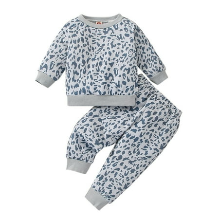 

MPWEGNP Kids Baby Boys Girls Long Sleeve Sweatshirt Tops Leopard Print Pants Trousers Outfit Set 2PCS Girl Clothes Size 10 12 Summer Toddler Girls Clothes