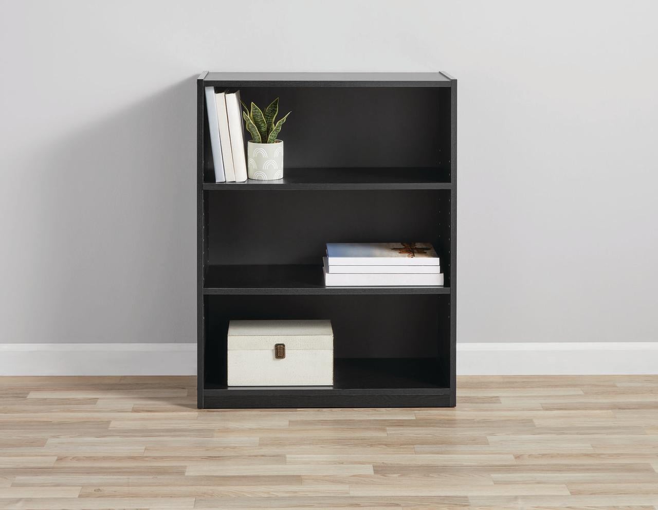Mainstays 3Shelf Bookcase with Adjustable Shelves, True Black Oak  (图3)