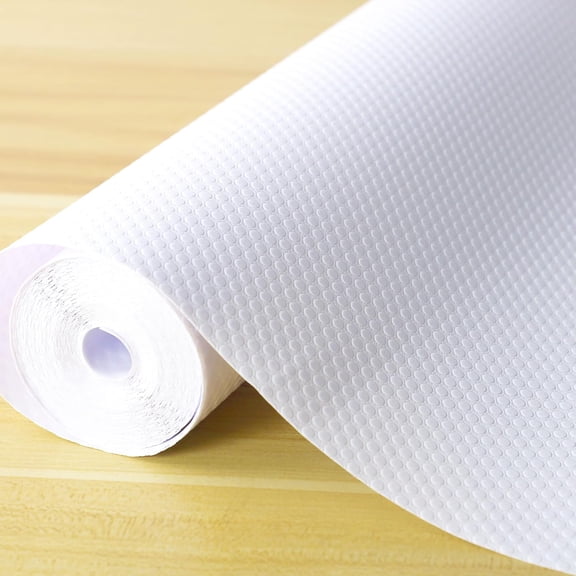 Cabinet Shelf Liners 15 Inch Wide X 20 Ft Kitchen Drawer Liner Non-Adhesive Pantry Cupboard Non-Slip Waterproof & Oil-Proof Refrigerator Strong Grip Mat (White)