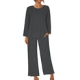 thumbnail image 2 of Hot Sales CNJKEHIUV Under $14 Women's Solid Round Neck Casual Home Wear Two Piece Pajamas Grey L, 2 of 6