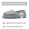 thumbnail image 5 of Open Toe Plaid Slippers for Women Memory Foam Adjustable Hook & Loop Closure Wide House Shoes, Grey 7, 5 of 6