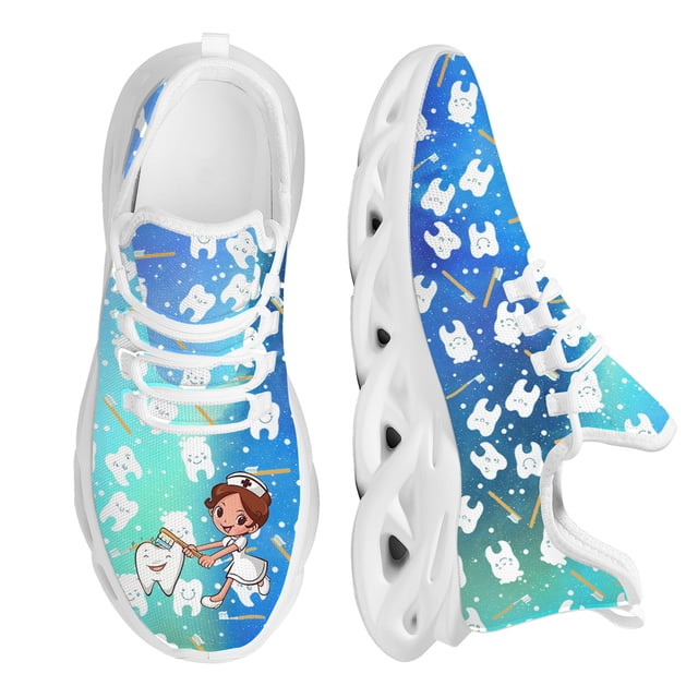Zapatillas deportivas informales transpirables con estampado de enfermera y dientes kawaii para mujer , zapatillas de malla para mujer, tenis masculinos