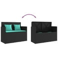 thumbnail image 5 of vidaXL Garden Bench with Cushions Black Poly Rattan, 5 of 5