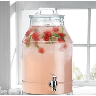 2 Drink Dispenser with Rack, Original Mason 2 Gallons Glass Beverage  Dispenser with Metal Stand and Lid, 100% Leakproof Spigot. - Walmart.com
